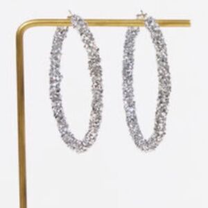 Altar'd State-Large rock hoop earrings, silver.